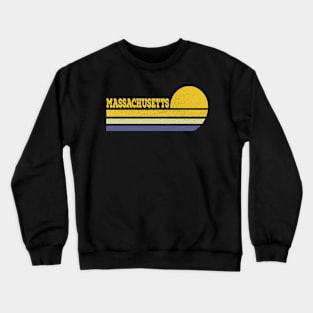 Retro Massachusetts Vintage Sunset Stripes Crewneck Sweatshirt